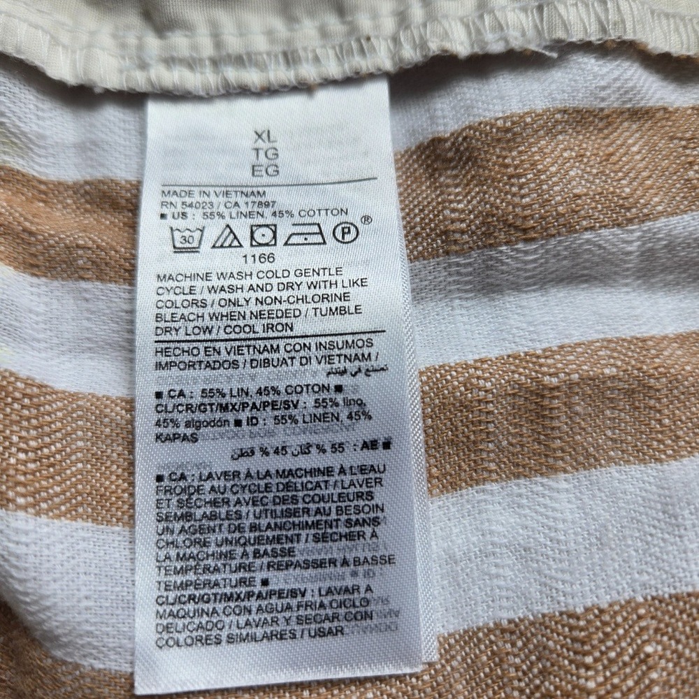 Old Navy Size XL Linen Blend Shorts Striped Casual Elastic Waist Tan White - Picture 5 of 5